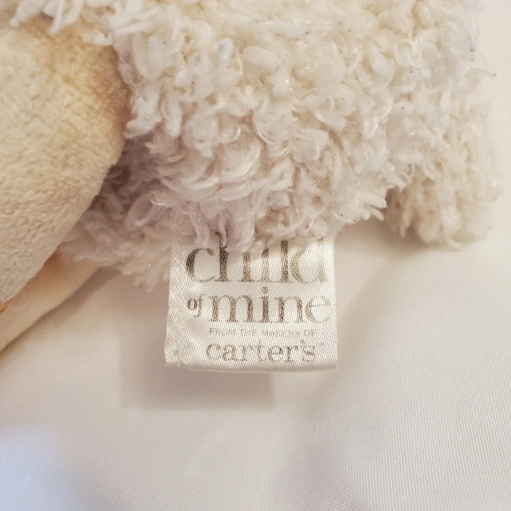 Carter's Child Of‎ Mine Plush Shaggy Lamb Rattle Yellow Ribbon Bow